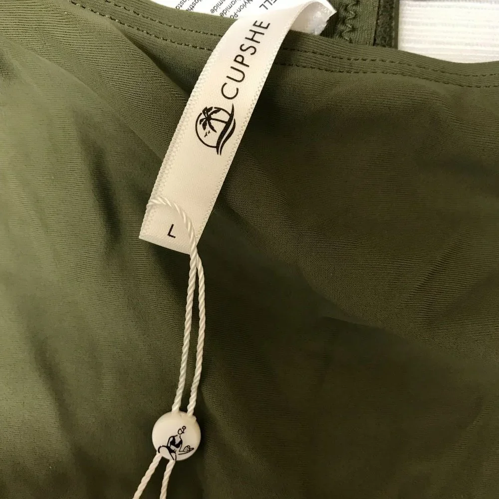 Cupshe Oasis Green Strappy Front Blocked One Piece Swimsuit NWT Size Large - Picture 6 of 6